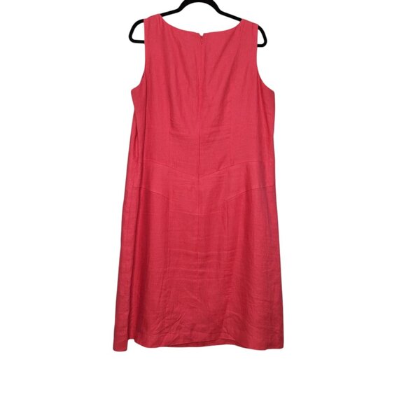 Talbots Women's Size 14W Pink Irish Linen Sleeveless Shift Knee Length Dress - Picture 2 of 7